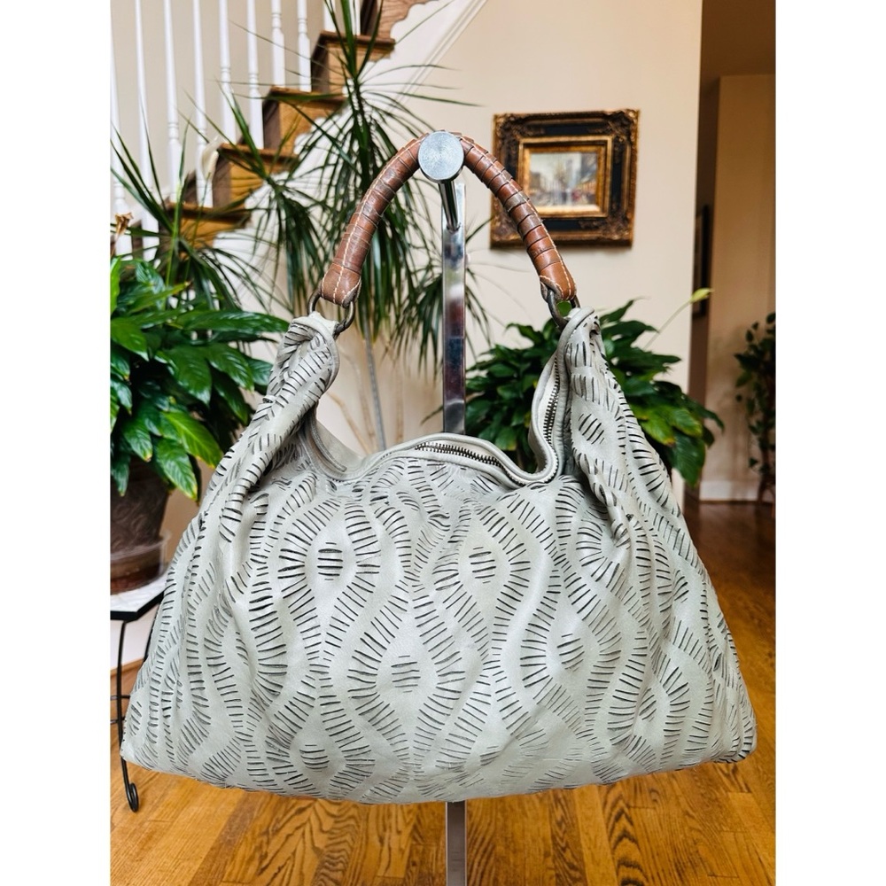 Giancarlo Nevola Laser Cut Leather Handbag in Pale Pistachio